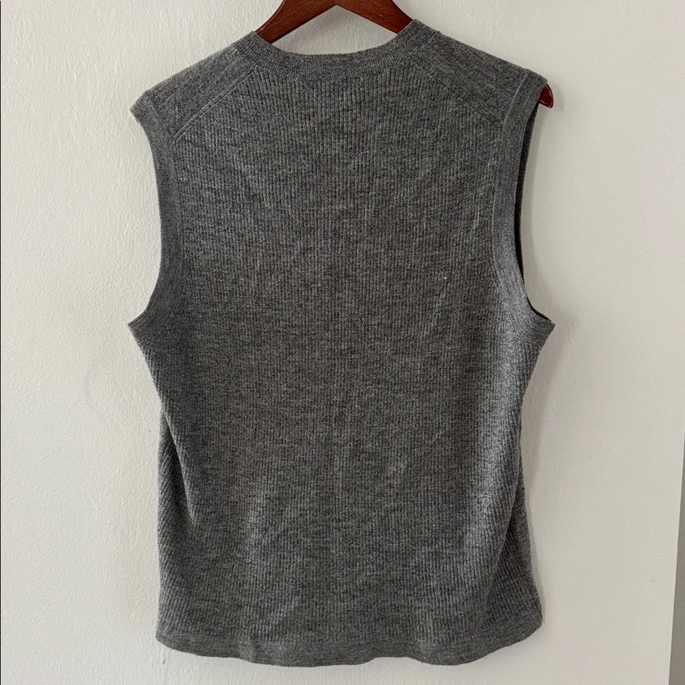 Alfani Sweater Vest Mens Large Gray MERINO WOOL Diamond Soft Knit